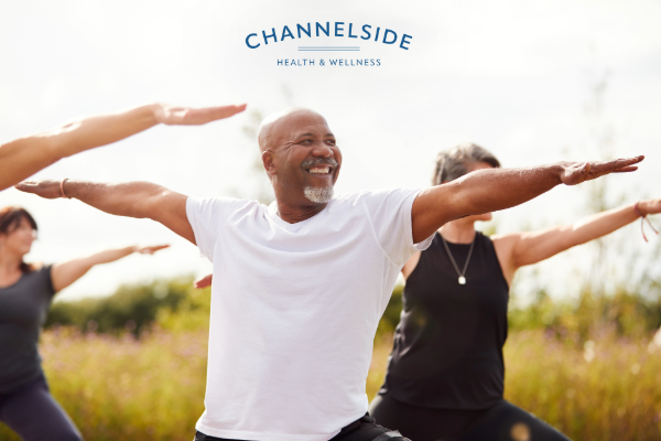 A healthy man and woman exercising outside for long term weight loss.